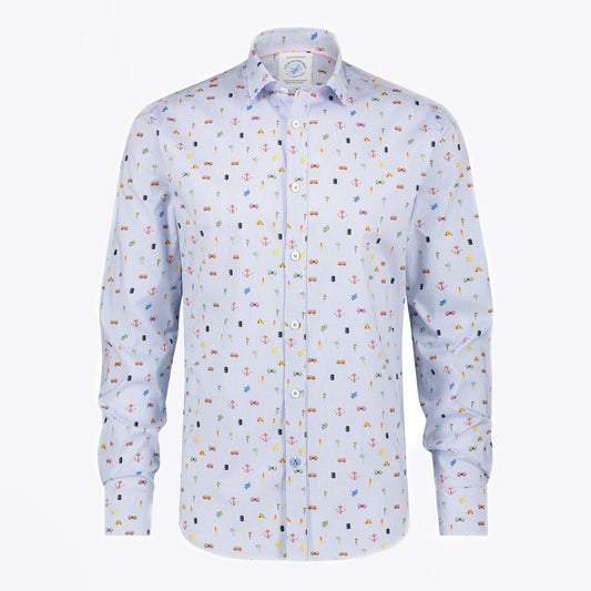 - Festival Print Shirt - Blue