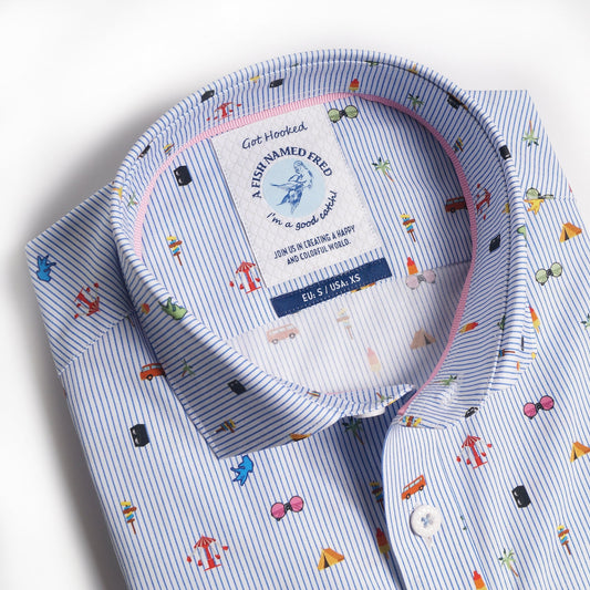 - Festival Print Shirt - Blue