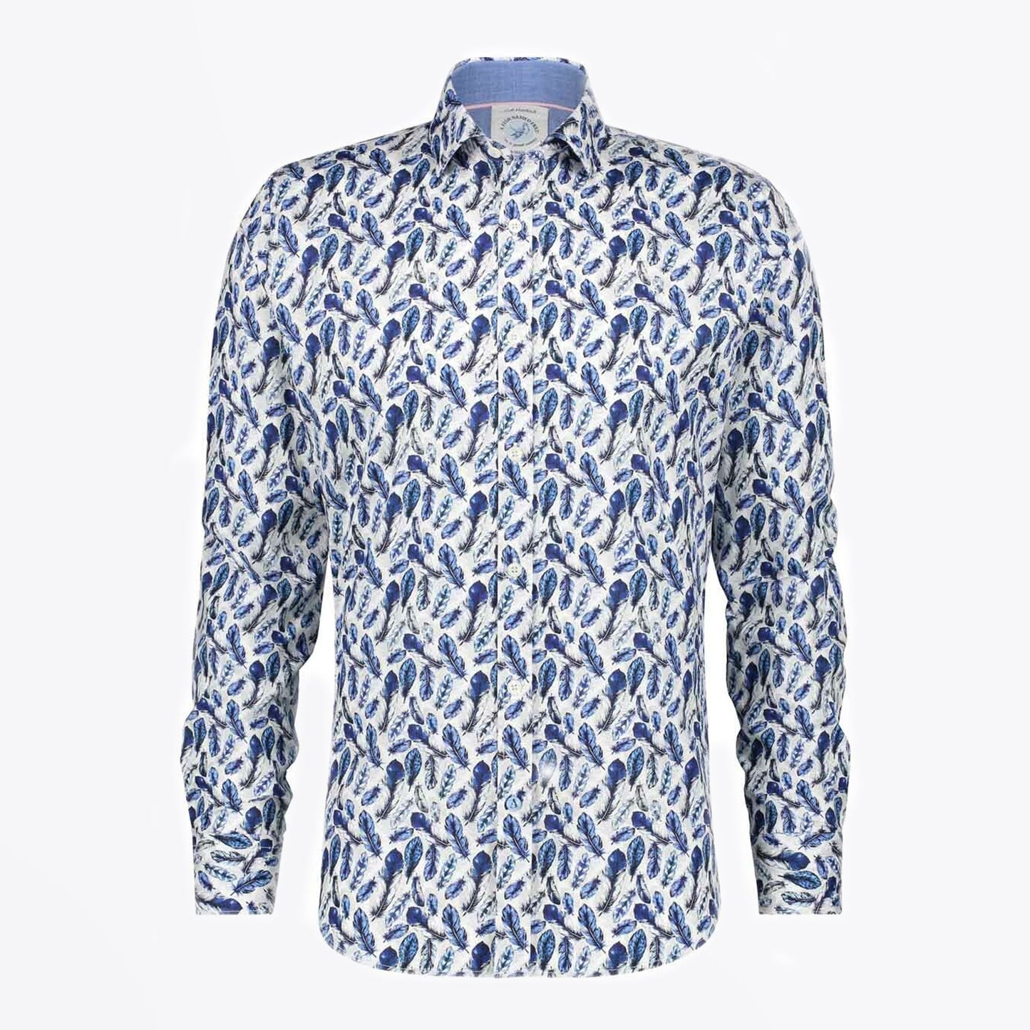 - Feather Print Shirt - Navy/Blue