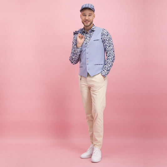 - Feather Print Shirt - Navy/Blue