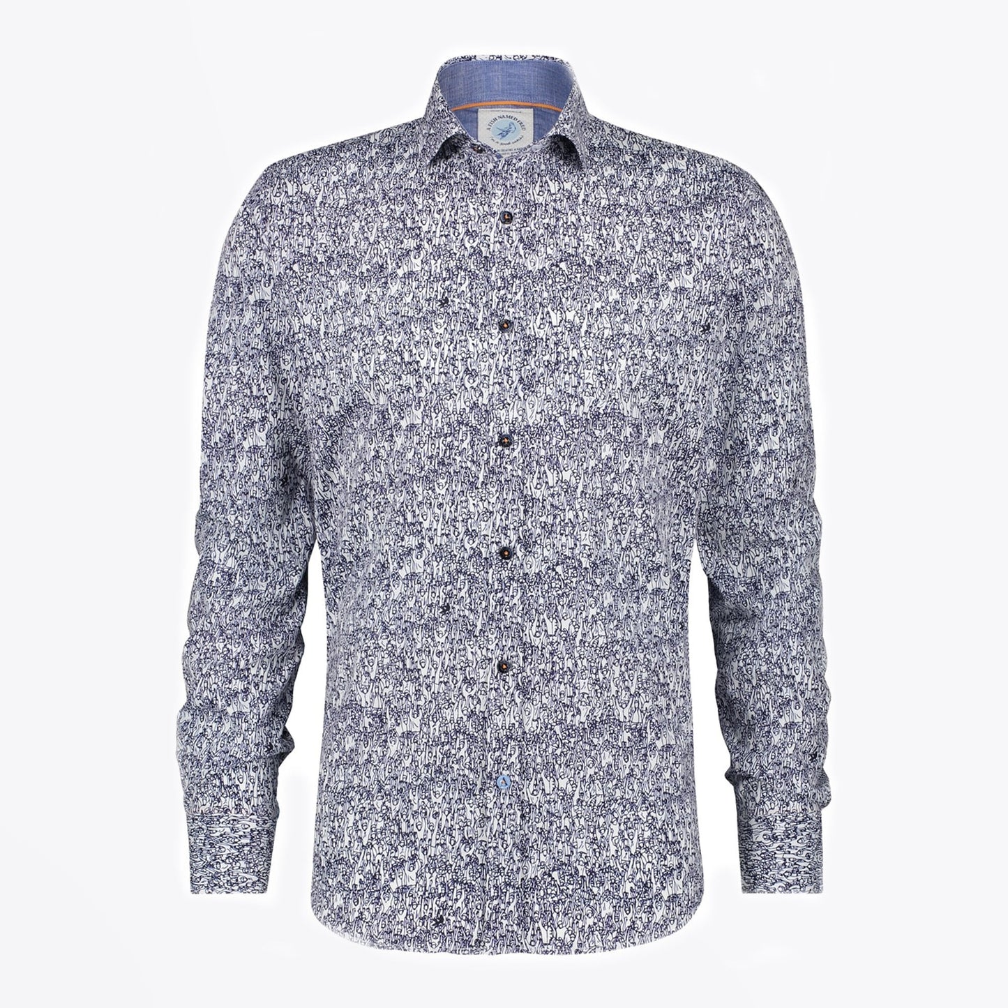 - Dancing People Print Shirt - Navy/White