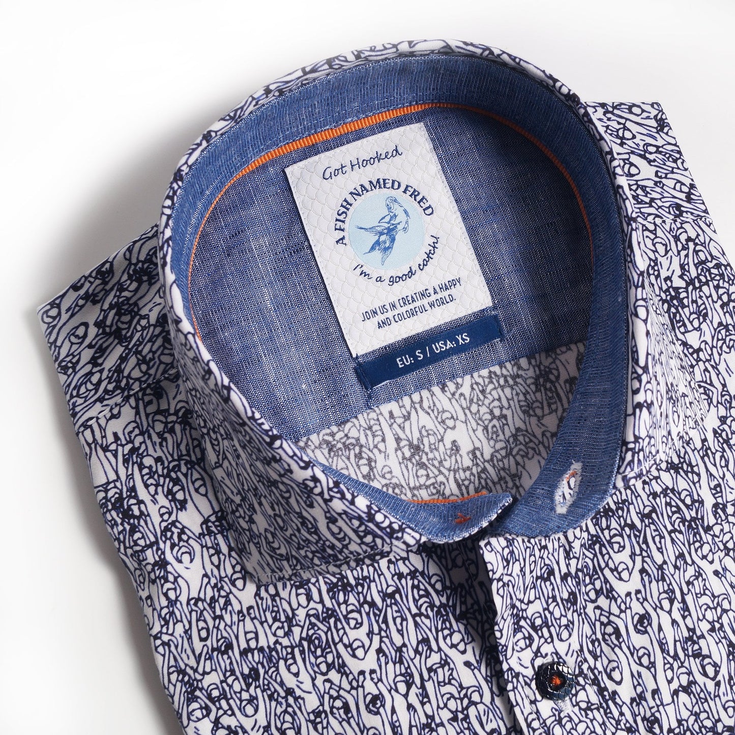 - Dancing People Print Shirt - Navy/White