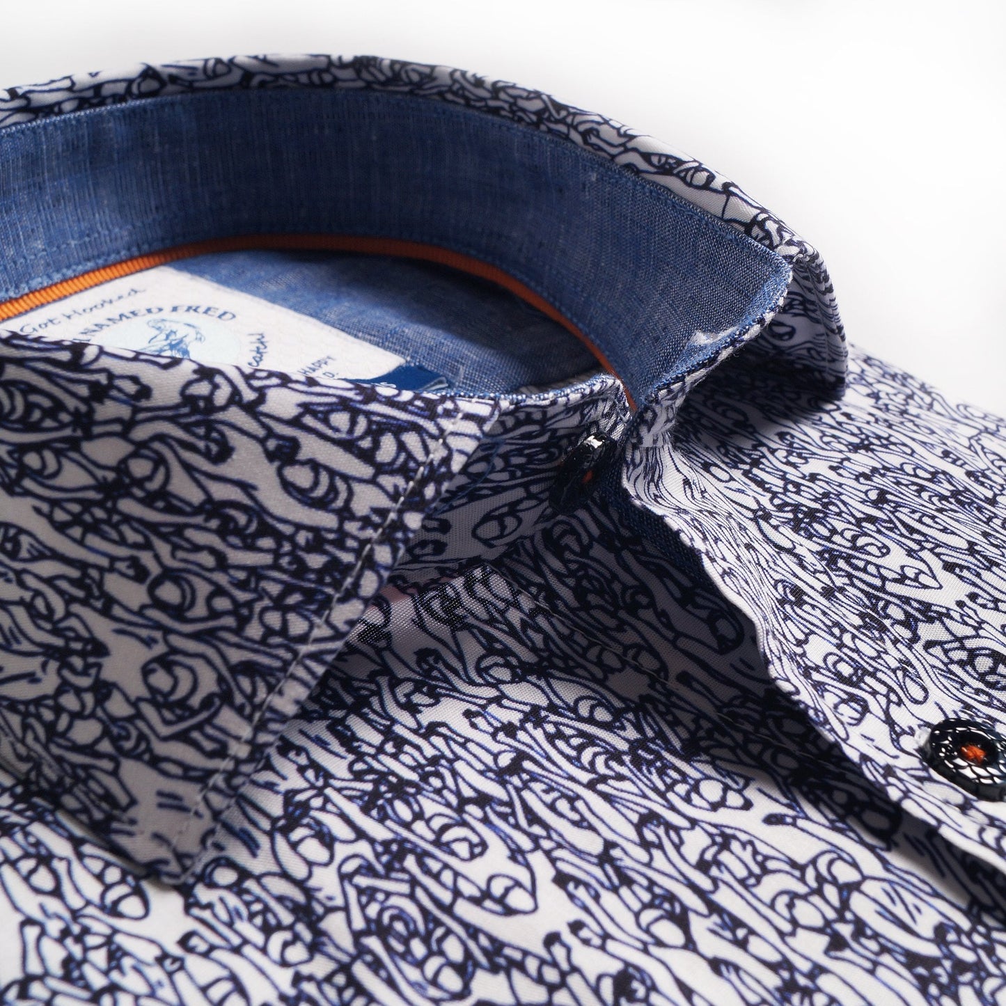 - Dancing People Print Shirt - Navy/White