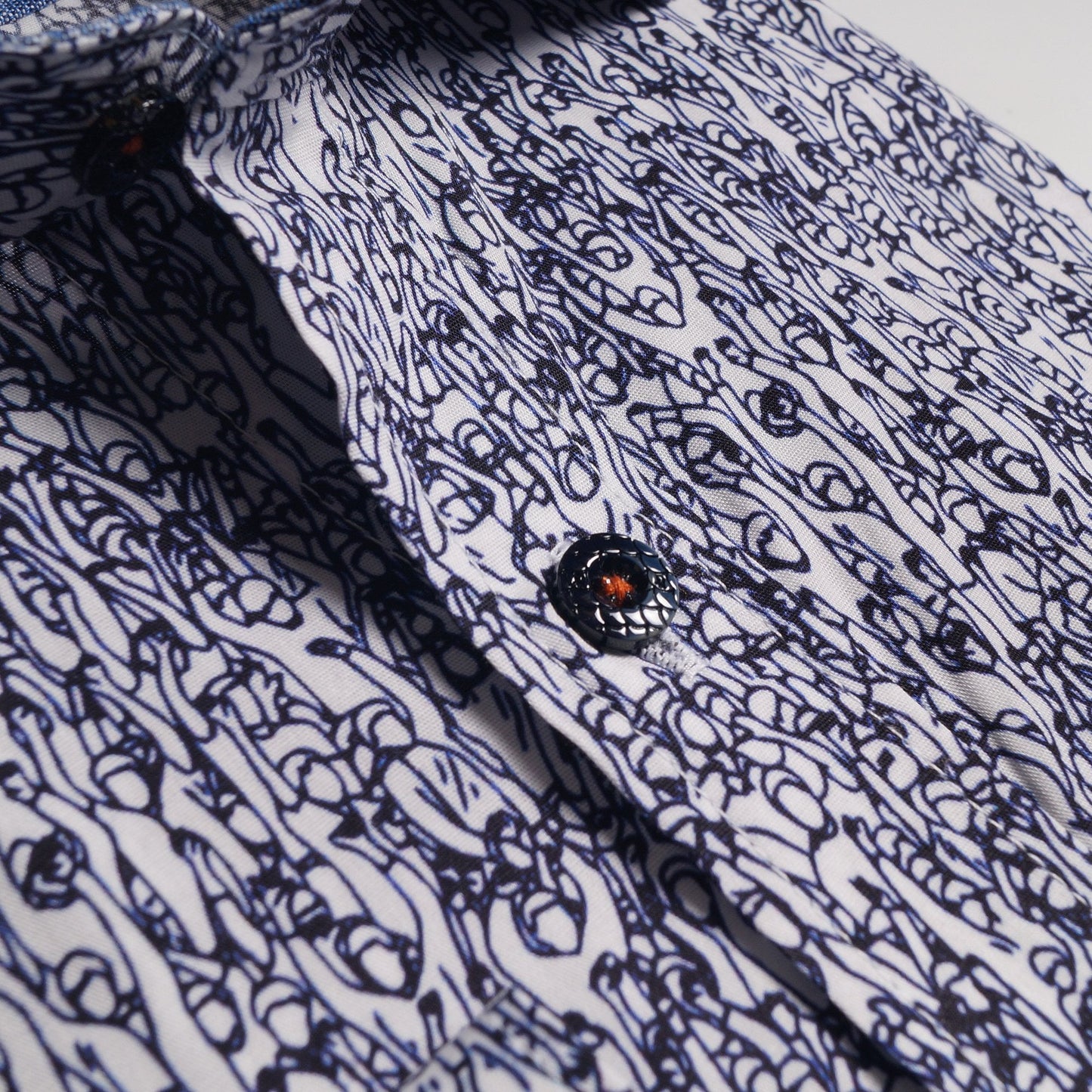 - Dancing People Print Shirt - Navy/White