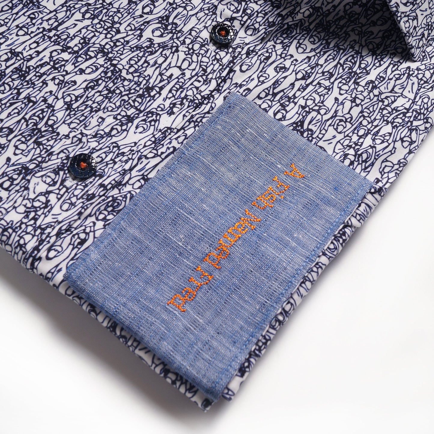 - Dancing People Print Shirt - Navy/White