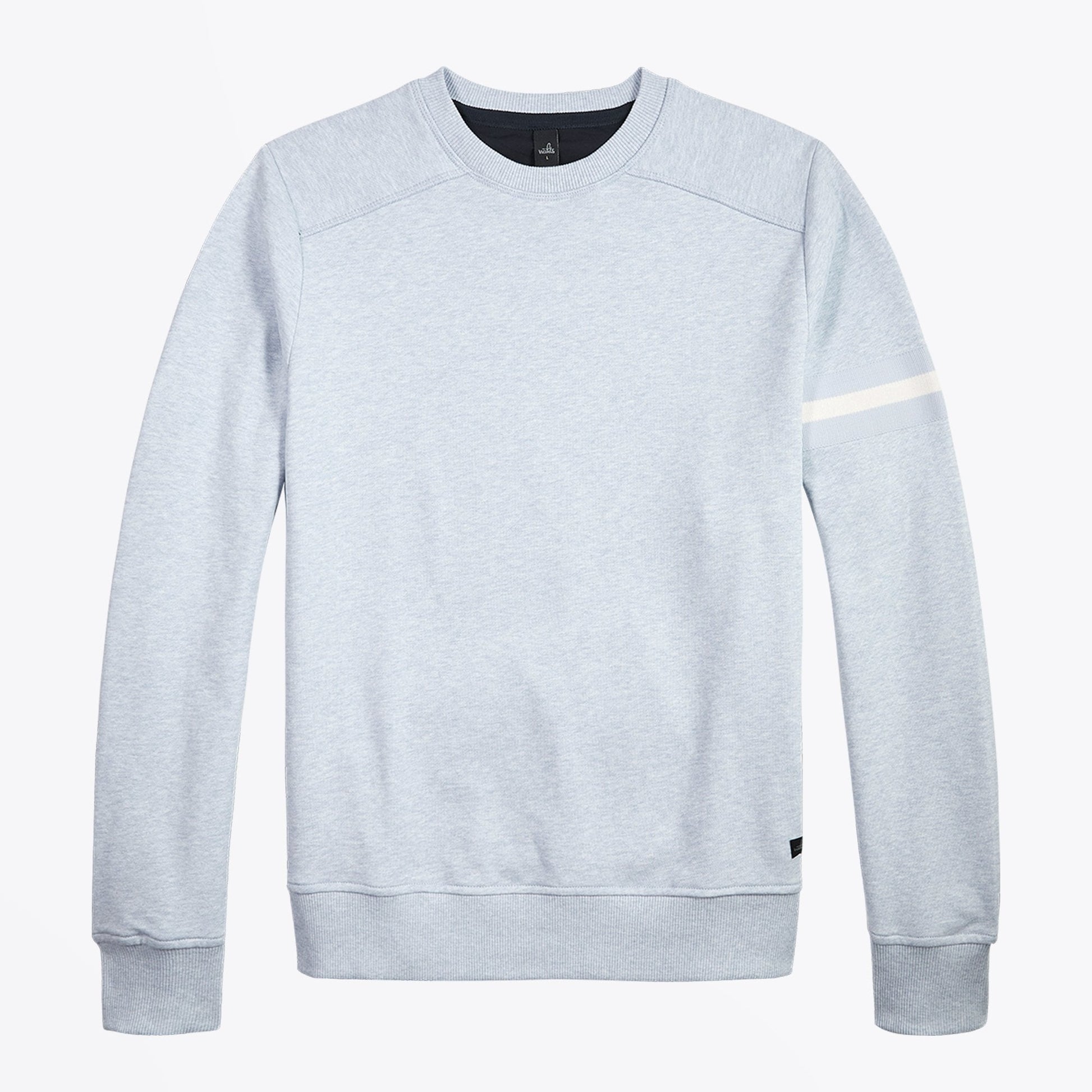 Wahts Moore - Crew Neck Sweater With Band - Light Blue Melange