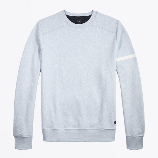 Moore - Crew Neck Sweater With Band - Light Blue Melange