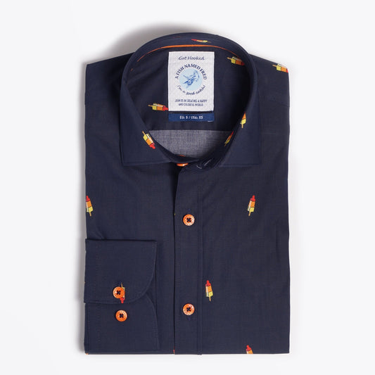 - Rocket Ice Lolly Print Shirt - Navy