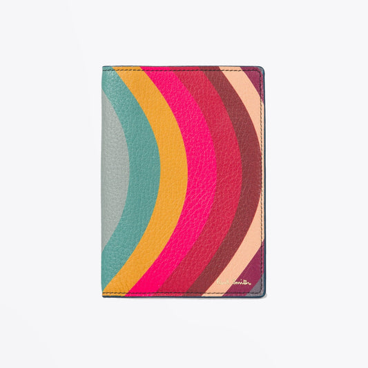 - Swirl Print Leather Passport Cover - Multi