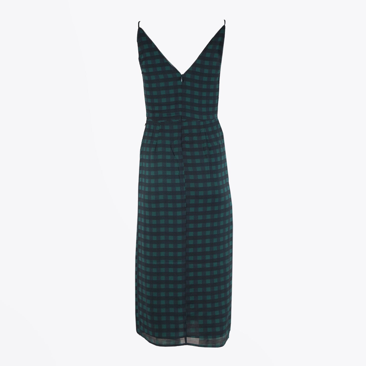 - Chiffon Check Slip Dress - Green/Black