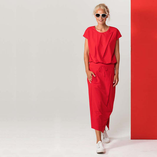 - Stretch Drawstring Dress - Red