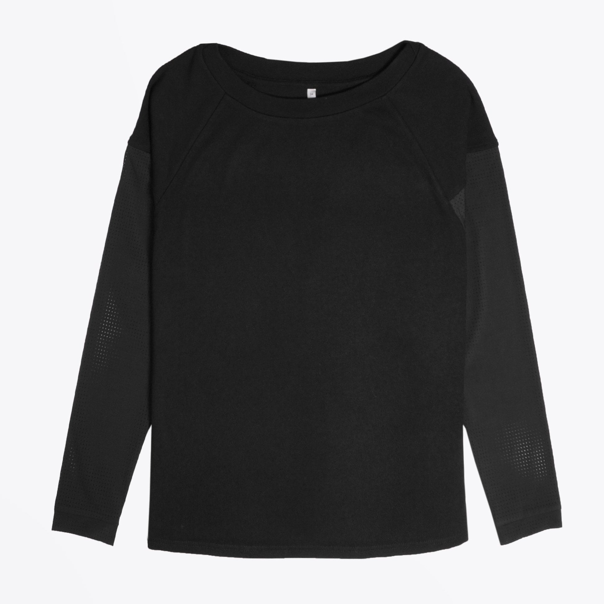 Ania Netted Sleeve Pullover - Black
