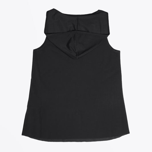 - Netted Tank Top With Hood - Black