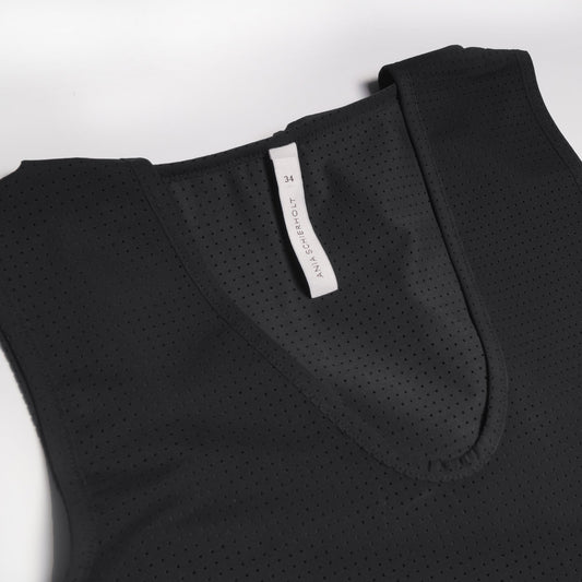 - Netted Tank Top With Hood - Black