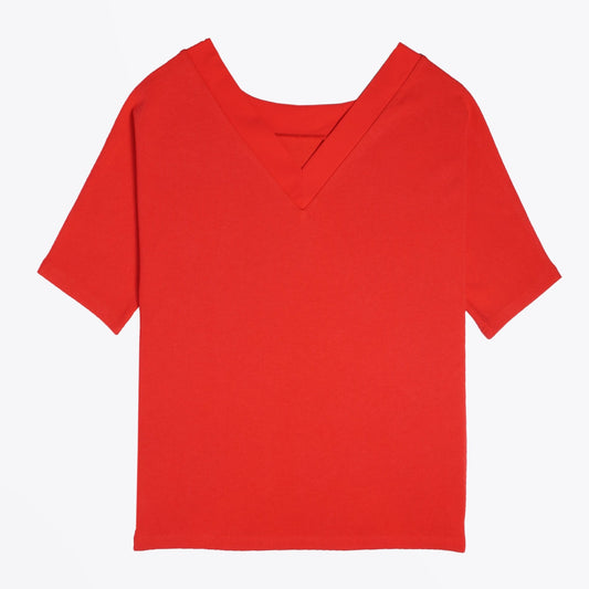 Modal-Blend V-Back Pullover - Red