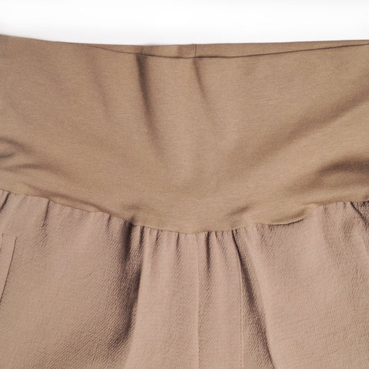 High-Rise Elasticated Waist Trousers - Beige