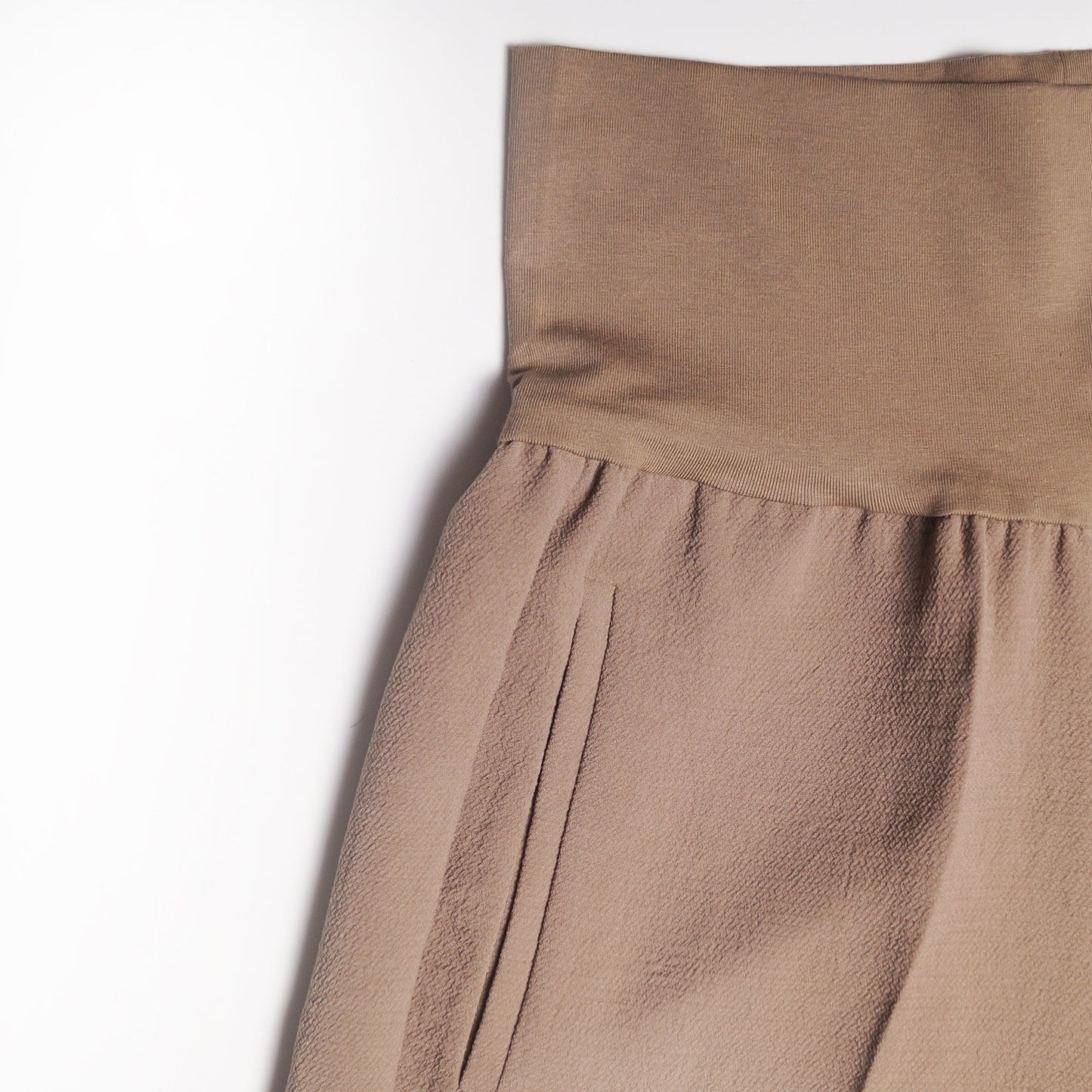 High-Rise Elasticated Waist Trousers - Beige