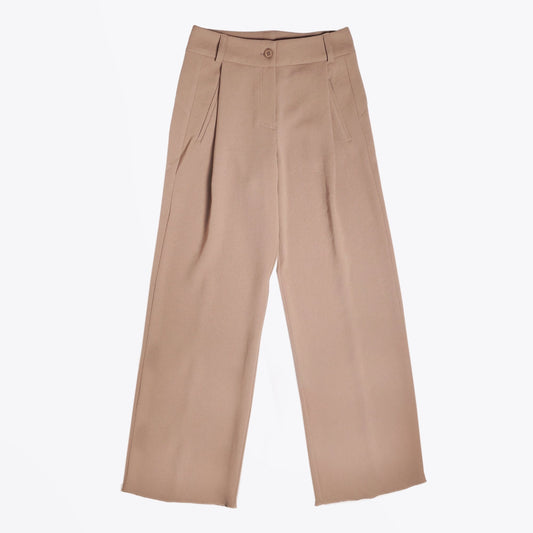 Mid-Rise Button Pants - Beige