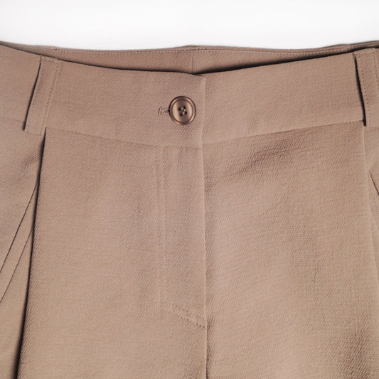 Mid-Rise Button Pants - Beige