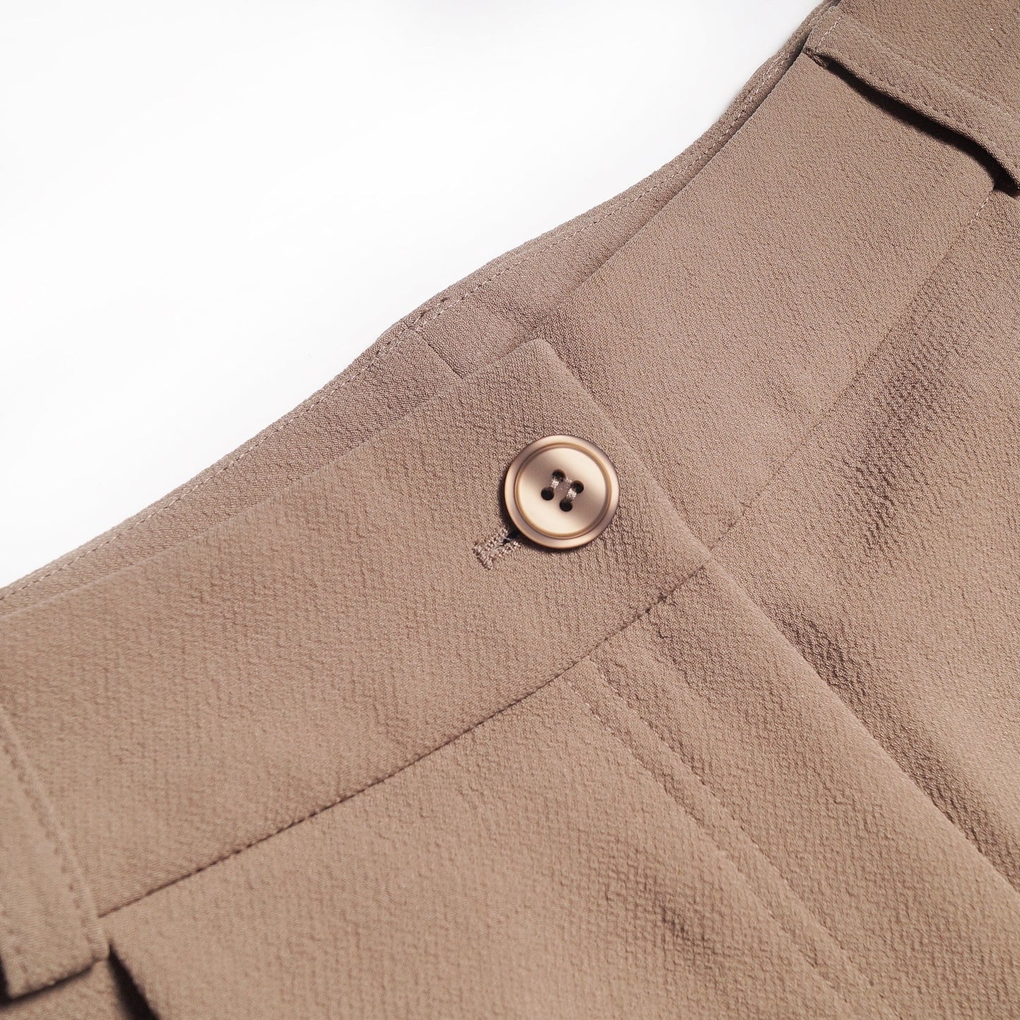 Mid-Rise Button Pants - Beige