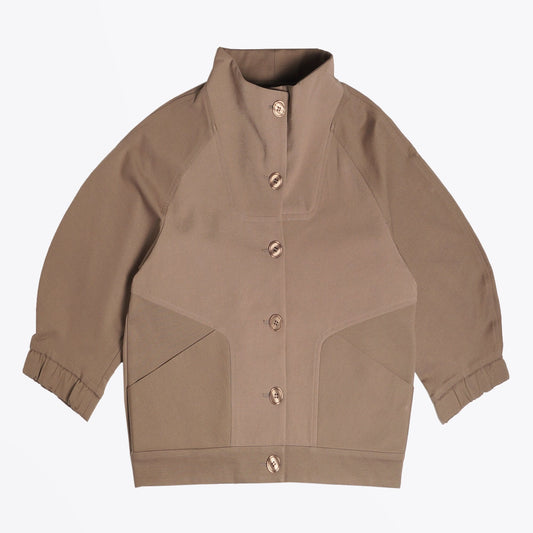 - Two-Tone Button Jacket - Beige