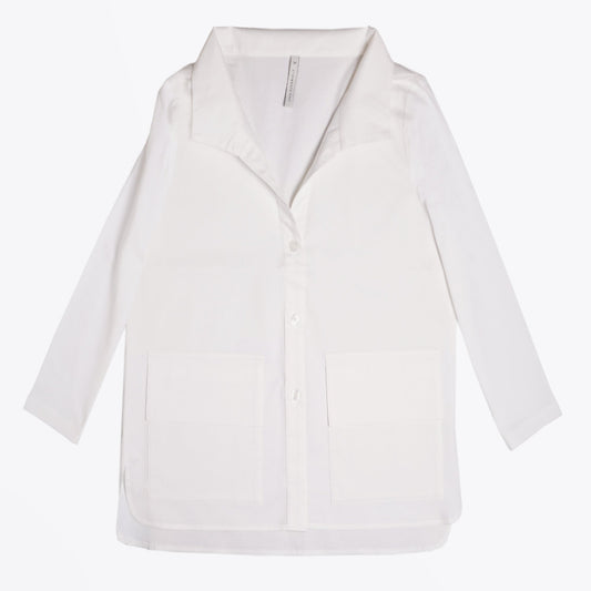 Jersey Sleeve Shirt - White