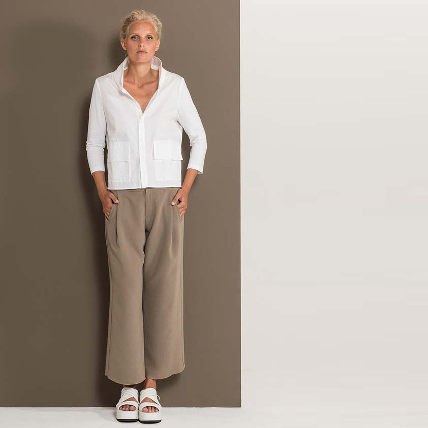 Jersey Sleeve Shirt - White