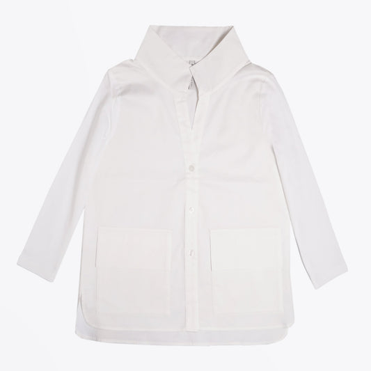 Jersey Sleeve Shirt - White