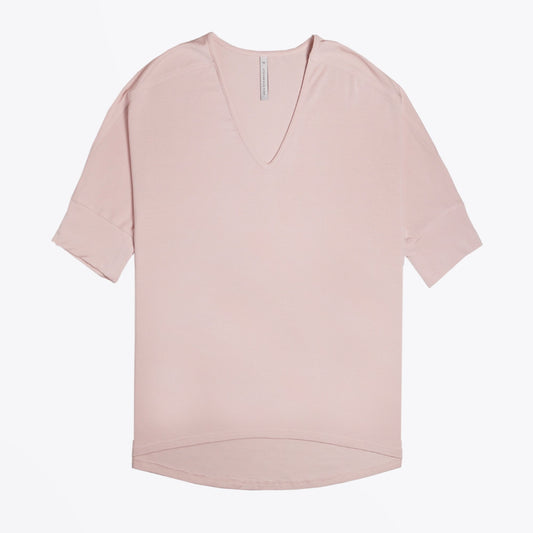 - Stretch V-Neck Top - Powder Pink