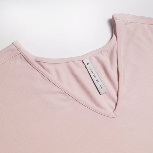 - Stretch V-Neck Top - Powder Pink