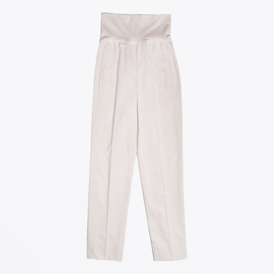 High-Rise Elasticated Waist Trousers - Off-White