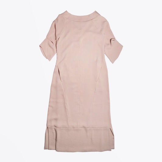 - Scoop Neck Low Back Dress - Nude/Pink