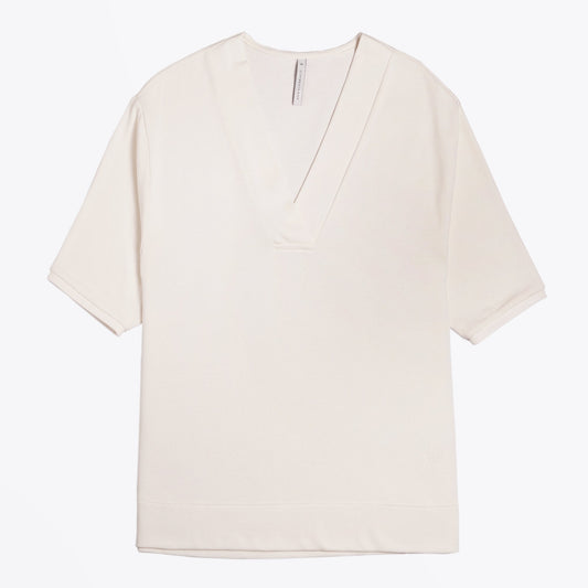 - V-Neck Short Sleeve Pullover - Off-White
