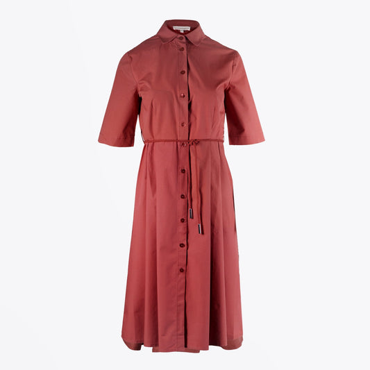 Helicia - Belted Button-Down Dress - Terracotta