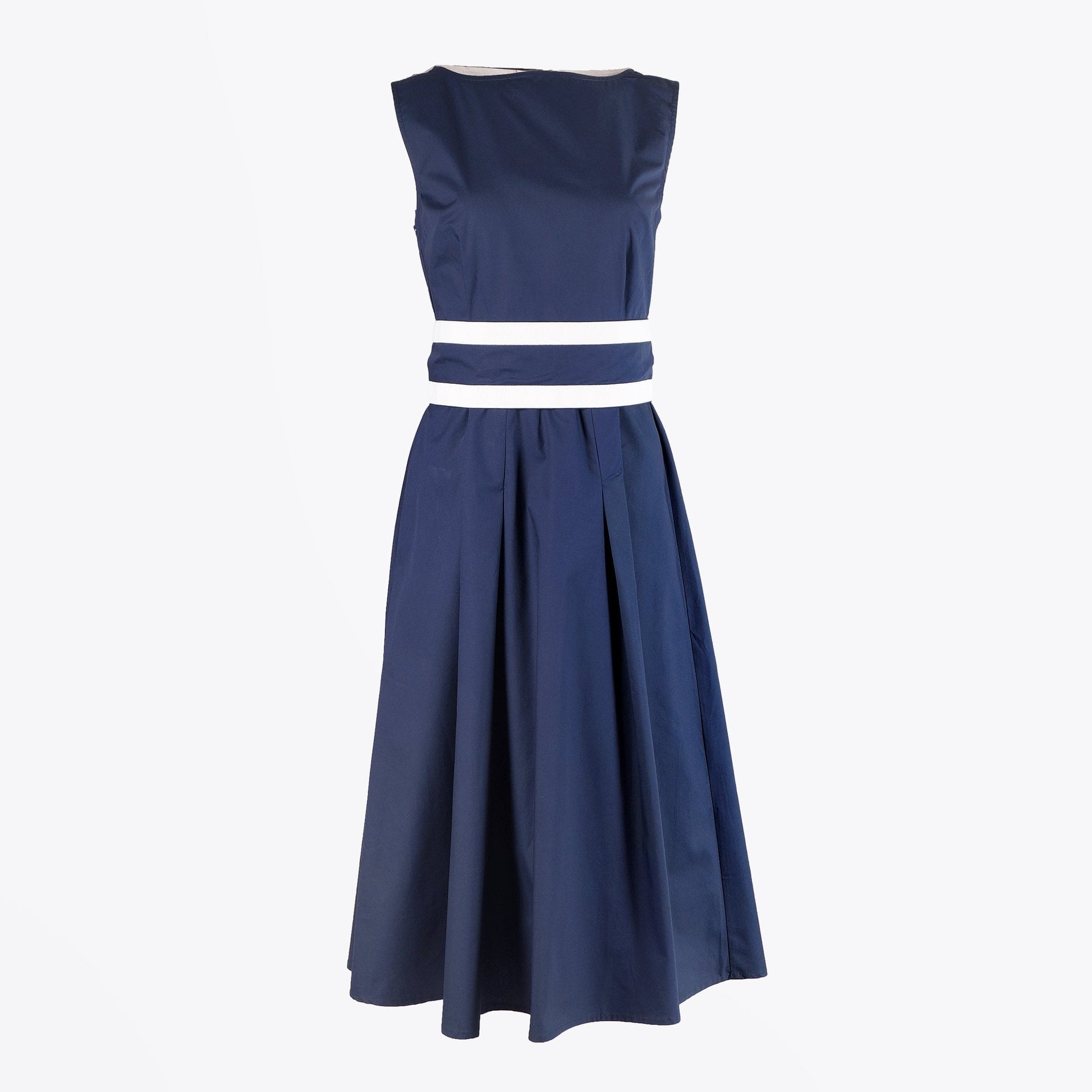Humility Helga - Belted Midi Dress - Navy/Blue