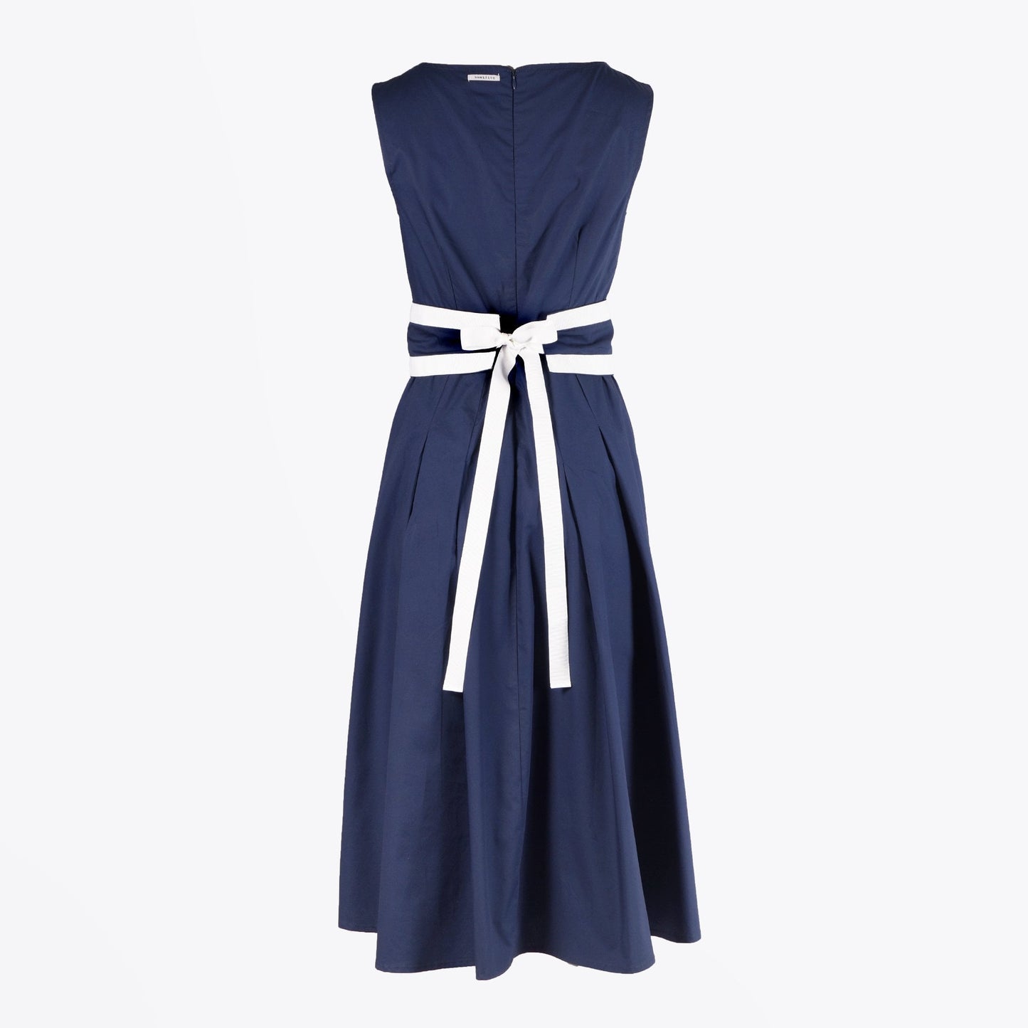 Helga - Belted Midi Dress - Navy/Blue