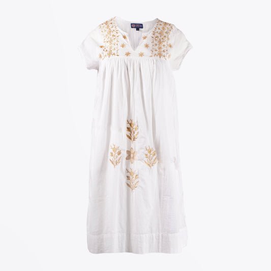 - Embroidered Tunic Dress - White