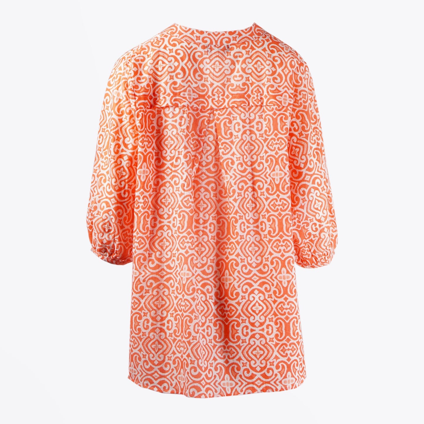 - Cotton Mosaic Print Top - Orange