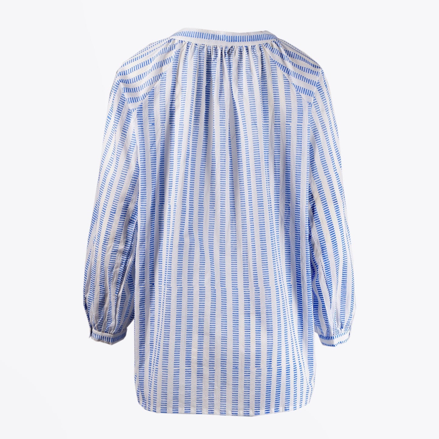 - Cotton Stripe Top With Tassels - Blue/White