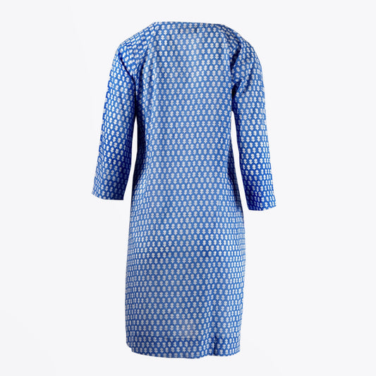 - Tunic Embroidered Dress - Blue