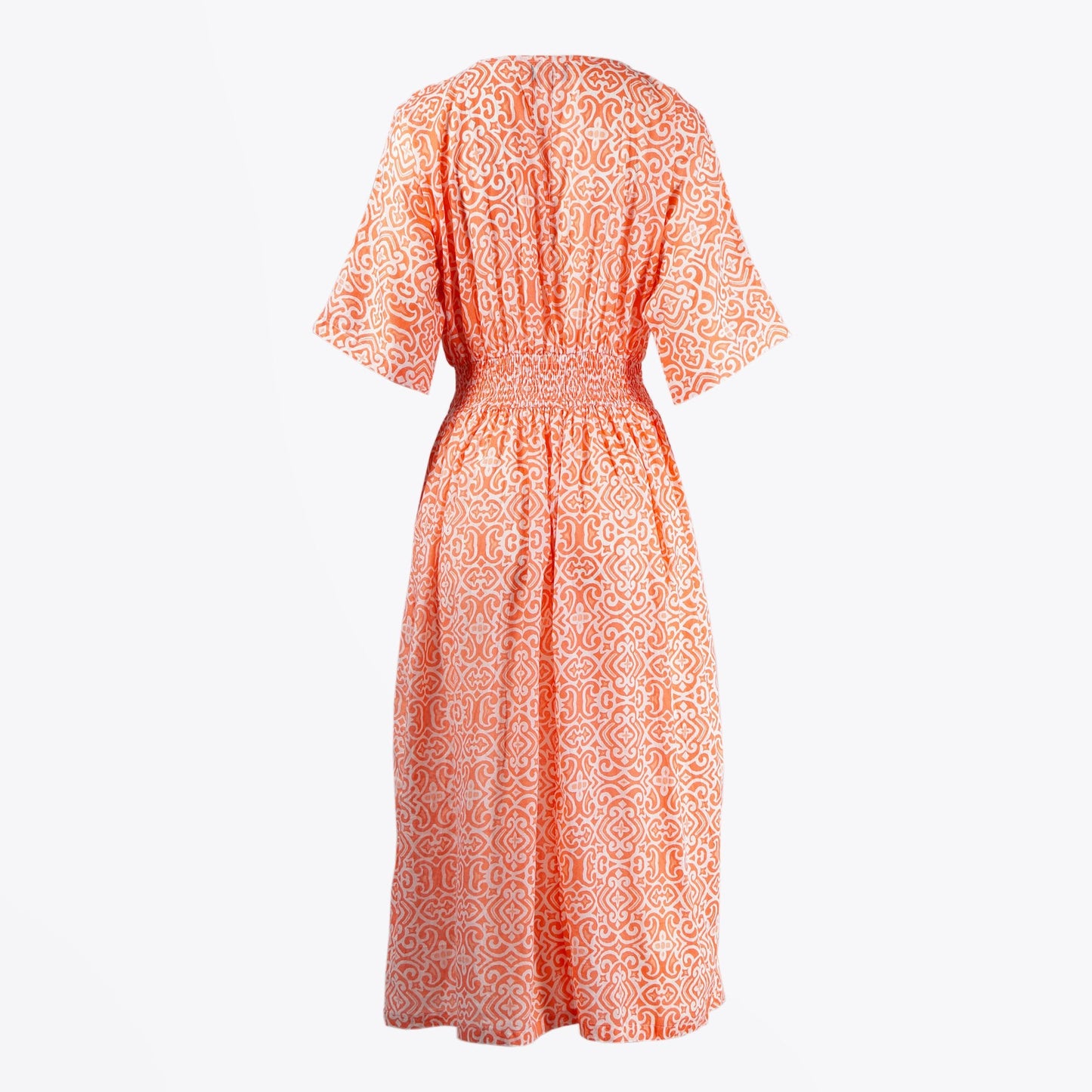 - Cotton Mosaic Print Dress - Orange