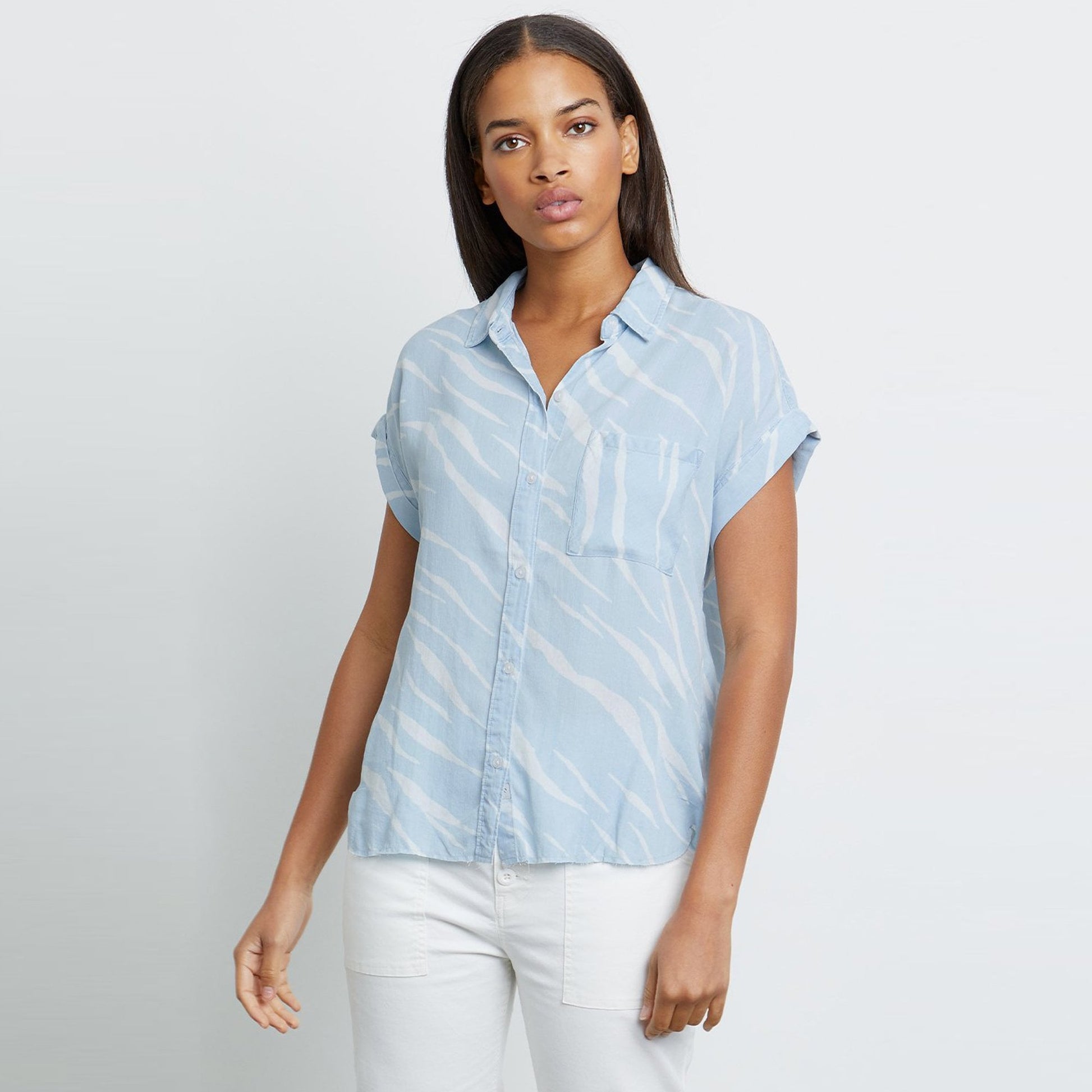 Rails Lex - Zebra Stripe Print Shirt - Blue