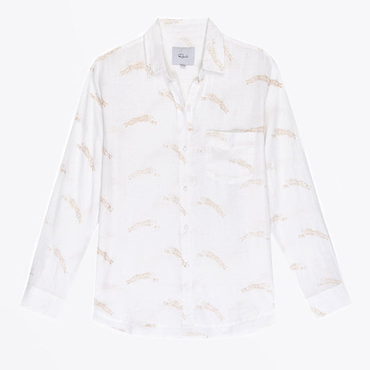 - Charli - Golden Cheetah Print Shirt - White