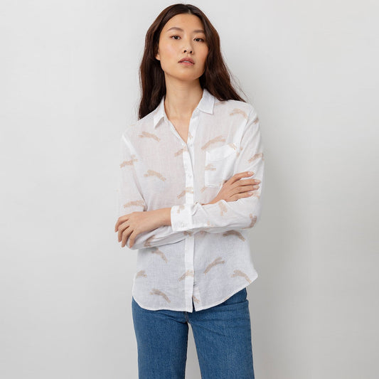 - Charli - Golden Cheetah Print Shirt - White