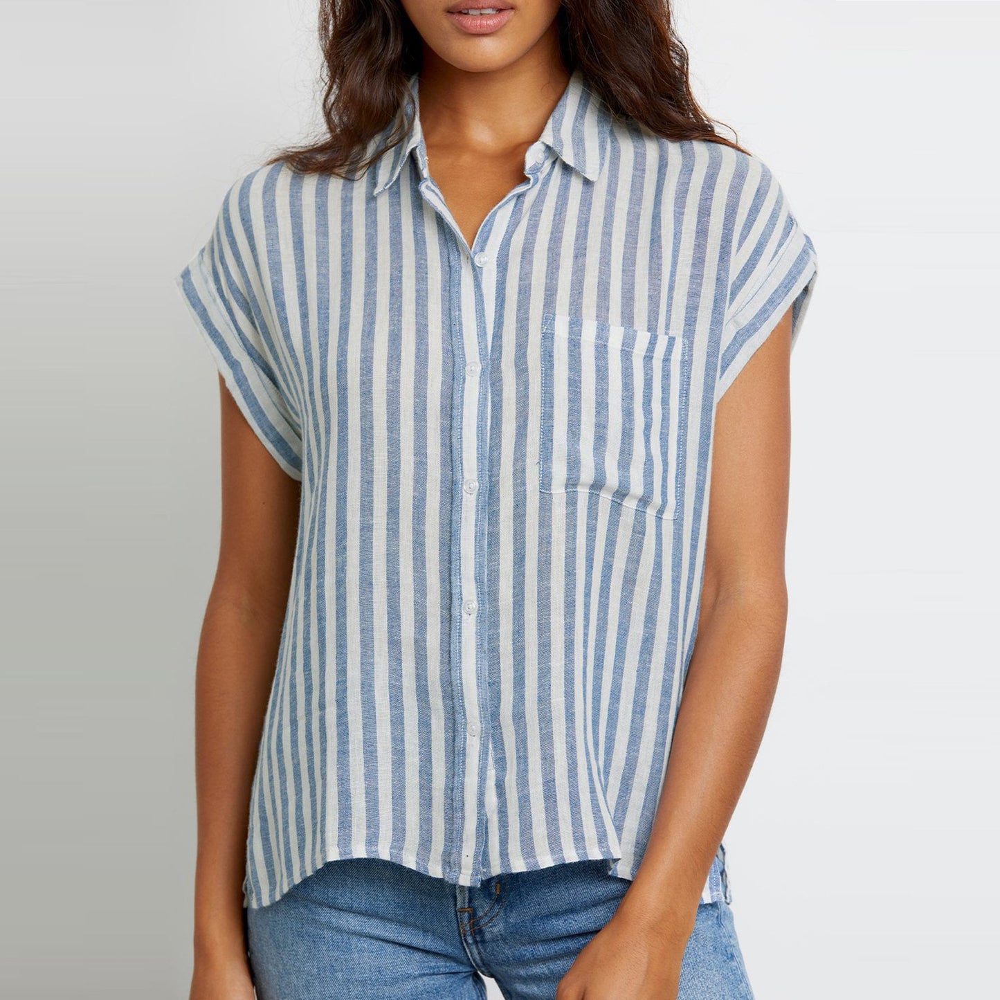 - Whitney - Stripe Shirt - Blue