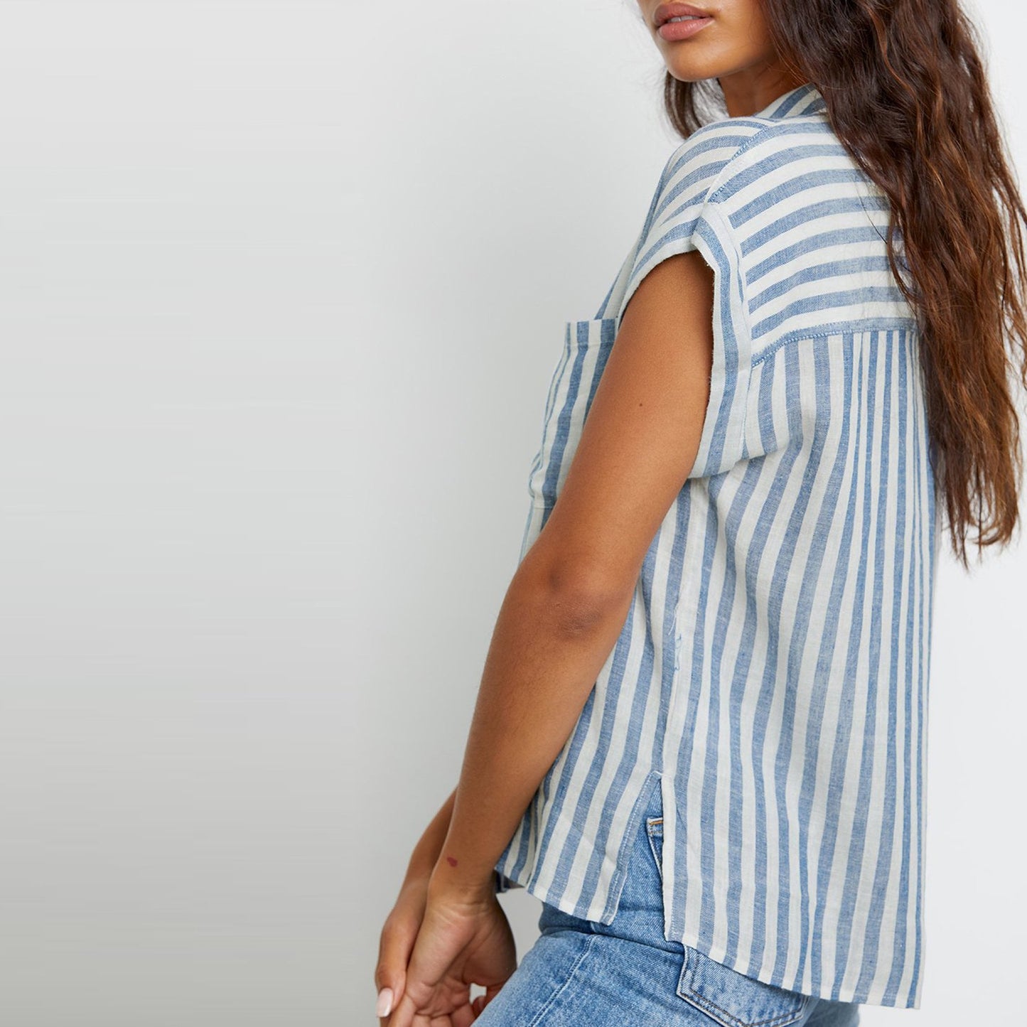 - Whitney - Stripe Shirt - Blue