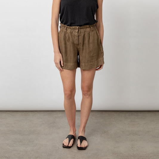 Monty - High-Rise Linen Shorts - Khaki