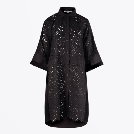 - Cora - Broderie Anglaise Shirt - Black