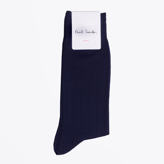 - Plain Ribbed Socks - Navy