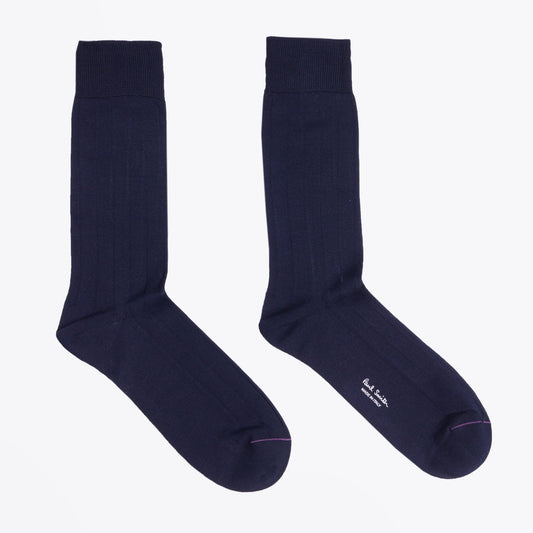 - Plain Ribbed Socks - Navy